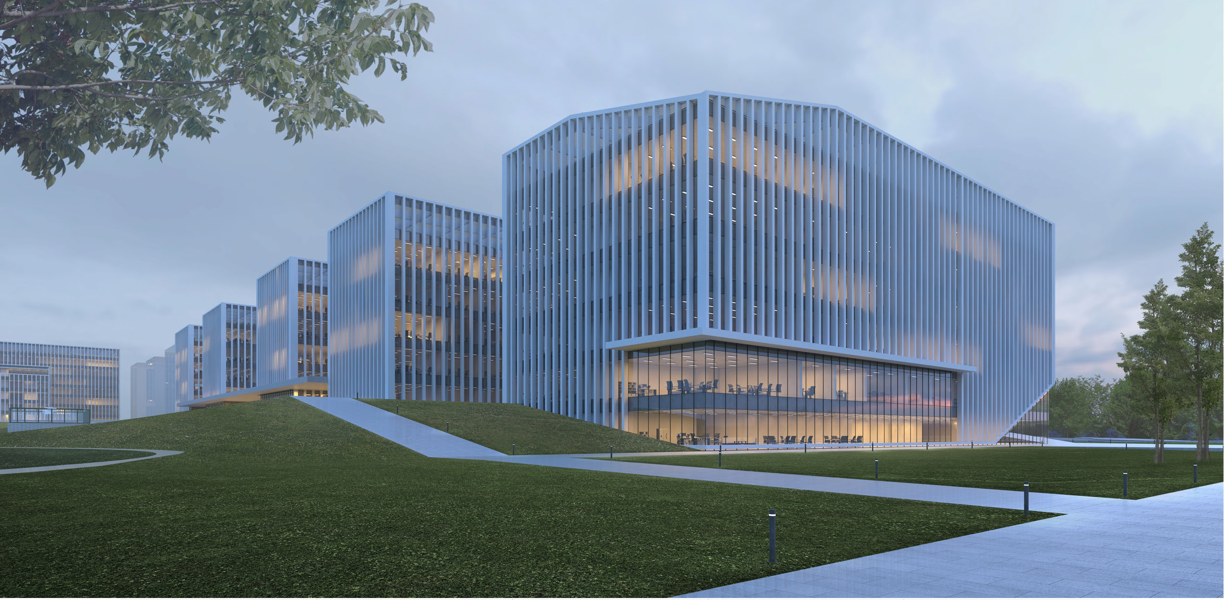 Architectural visualization of a large coordinated building complex